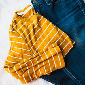 Anthro 3/4 Sleeve Striped Tee | Small